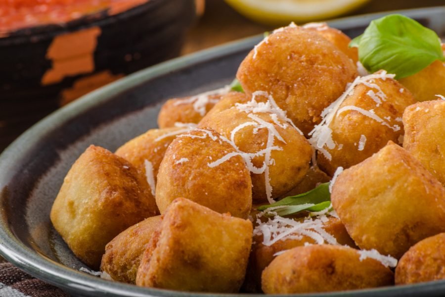 Golden fried mini croquette